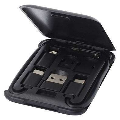 Savvy recyceltes modulares Ladekabel mit Telefonhalterung, schwarz