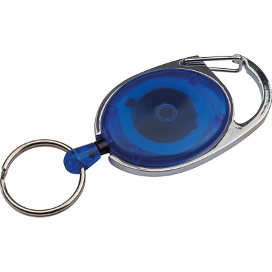 Schlüsselanhänger mit Karabiner und ausziehbarem Schlüsselring, blau