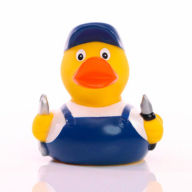 Schnabels® Bade-Ente Schrauber, gelb/blau