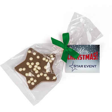 Schoko Weihnachtsstern, Grüne Schleife, inkl. Druck