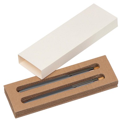 Schreibset mit Kugelschreiber und Druckbleistift aus recyceltem Aluminium , anthrazit
