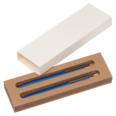 Schreibset mit Kugelschreiber und Druckbleistift aus recyceltem Aluminium , blau