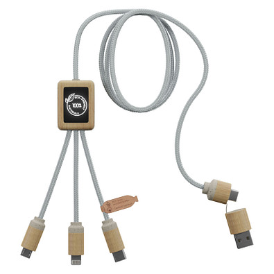 SCX.design C49 5-in-1 Ladekabel mit Leuchtlogo, hellbraun