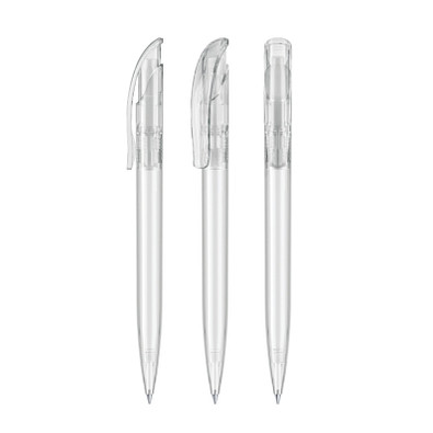 senator® Druckkugelschreiber Challenger Clear, blaue Mine, weiß