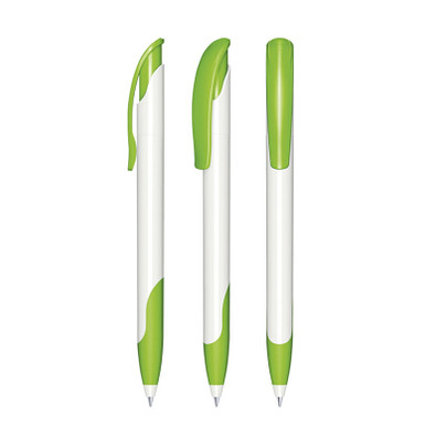 senator® Druckkugelschreiber Challenger Polished Basic SG, blaue Mine, weiß,grün 376