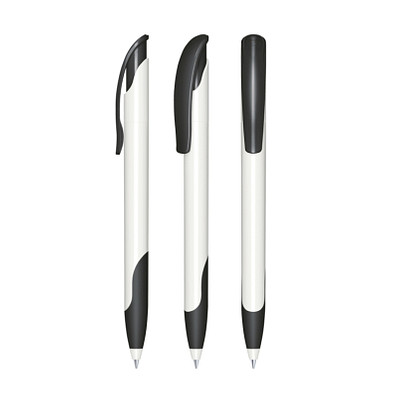 senator® Druckkugelschreiber Challenger Polished Basic SG, blaue Mine, weiß,schwarz