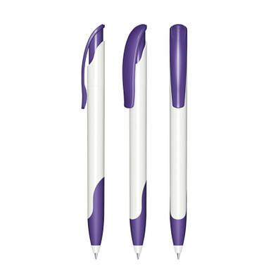 senator® Druckkugelschreiber Challenger Polished Basic SG, blaue Mine, weiß,violett 267