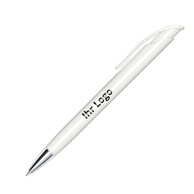 senator® Kugelschreiber Challenger Polished MT, blaue Mine, weiß mit Metallspitze