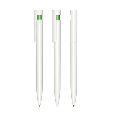 senator® Druckkugelschreiber Liberty Polished Basic, blaue Mine, weiß/grün 347