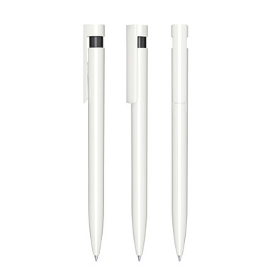 senator® Druckkugelschreiber Liberty Polished Basic, blaue Mine, weiß/schwarz