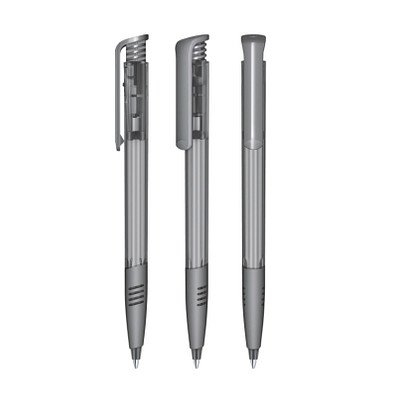 senator® Druckkugelschreiber Super Hit Clear SG, blaue Mine, grau cool gray 9