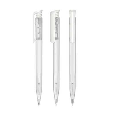 senator® Druckkugelschreiber Super Hit Frosted, blaue Mine, weiß