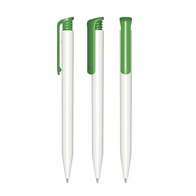 senator® Druckkugelschreiber Super Hit Polished Basic, blaue Mine, weiß,grün 347