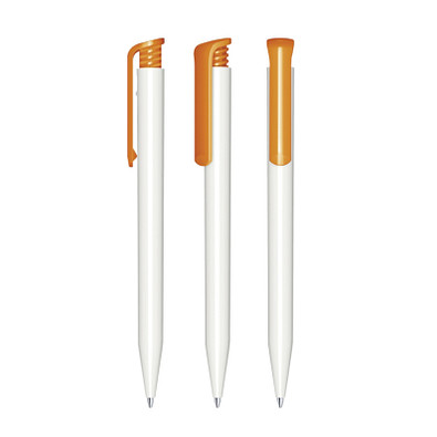 senator® Druckkugelschreiber Super Hit Polished Basic, blaue Mine, weiß,orange 151