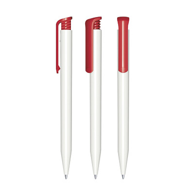 senator® Druckkugelschreiber Super Hit Polished Basic, blaue Mine, weiß,rot 186