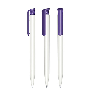 senator® Druckkugelschreiber Super Hit Polished Basic, blaue Mine, weiß,violett 267