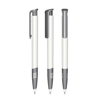senator® Druckkugelschreiber Super Hit Polished Basic SG, blaue Mine, weiß,grau cool gray 9