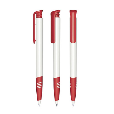 senator® Druckkugelschreiber Super Hit Polished Basic SG, blaue Mine, weiß,rot 186