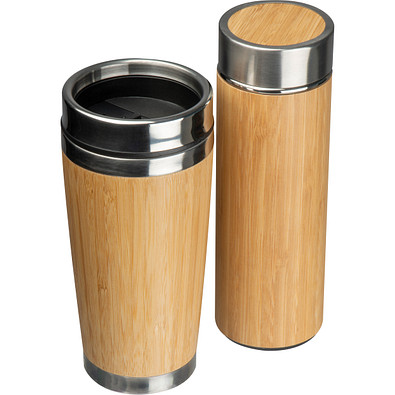 Set aus Trinkbecher und Isolierflasche, beige
