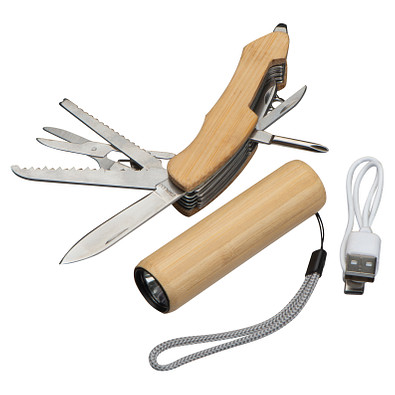 Set Taschenlampe/-messer Oldham,beige
