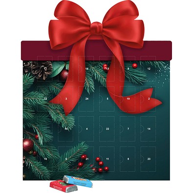 Shape Adventskalender Geschenk, Schokotäfelchen in weihnachtlichen Motiven, Edle Tannenzweige