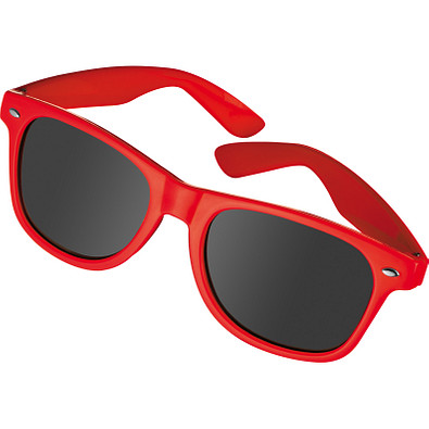 Sonnenbrille aus Kunststoff im Nerdlook, UV 400 Schutz, rot
