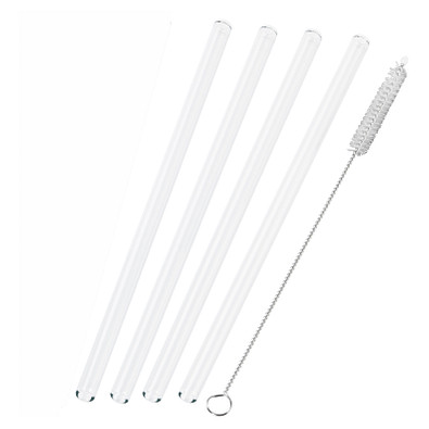 Strohhalm-Set aus 4 Glas-Trinkhalmen mit Reinigungsbürste