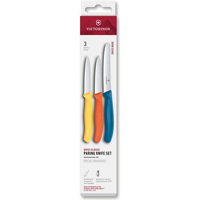 Swiss Classic Gemüsemesser-Set, 3-tlg., orange, gelb, blau
