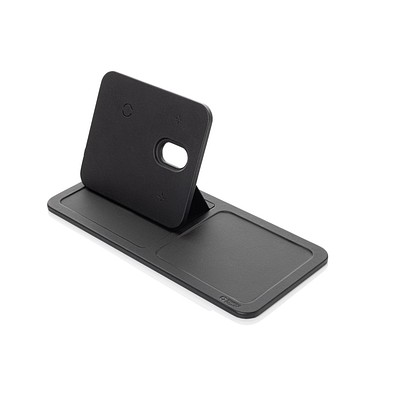Swiss Peak 3-in-1- Wireless-Charging Desk-Tray aus RCS rPU, schwarz