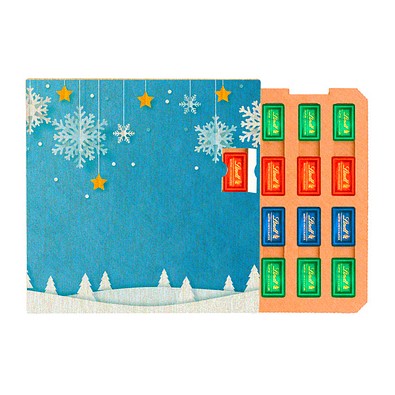 Täfelchen Adventskalender ECO, Graspapier, Papier Inlay, Lindt Schokotäfelchen, inkl. Druck