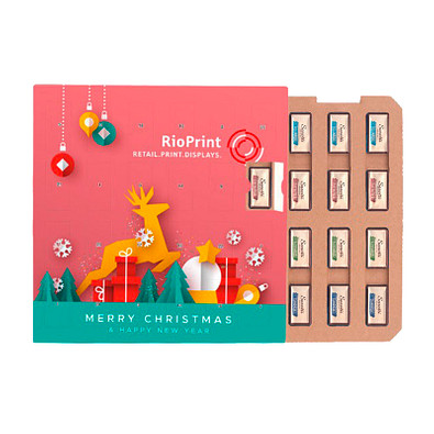 Täfelchen Adventskalender ECO, Papier Inlay, Sarotti Schokotäfelchen, inkl. Druck