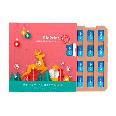 Täfelchen Adventskalender ECO, Papier Inlay, share Schokotäfelchen, inkl. Druck