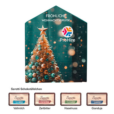 Täfelchen Adventskalender Haus, Sarotti Schokoladen-Täfelche, inkl. Druck