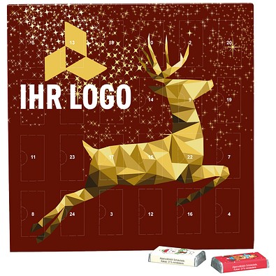 Täfelchen Adventskalender, Lindt Schokotäfelchen, Rentier, Gold