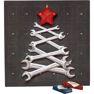 Täfelchen Adventskalender, Sarotti Täfelchen, Schraubenschlüssel-Tanne