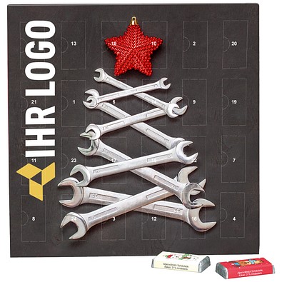Täfelchen Adventskalender, Lindt Schokotäfelchen, Schraubenschlüssel-Tanne