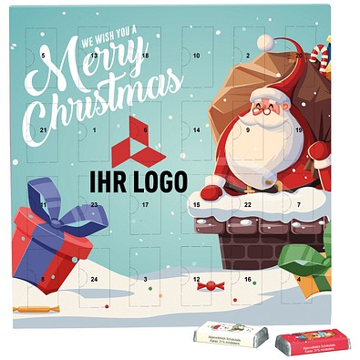 Täfelchen Adventskalender, Lindt Schokotäfelchen, Weihnachtsmann im Kamin