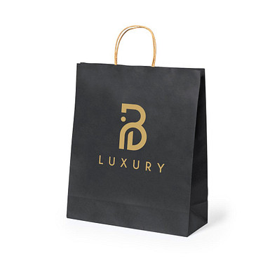 Papier Tragetasche Recycled groß, schwarz