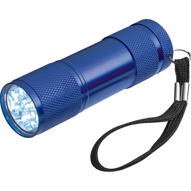 Taschenlampe aus Aluminium mit 9 LEDs, inkl. Batterien in einer Box, blau