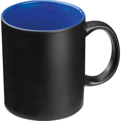 Tasse aussen schwarz, innen farbig, blau