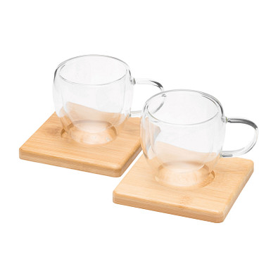 Tassen-Set BAMBOO DUO,braun, transparent