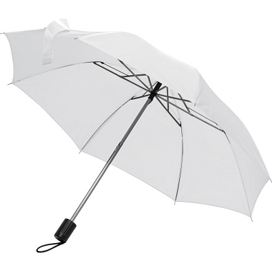 Teleskop-Taschenschirm aus Polyester mit Schutzhülle, weiss
