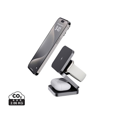 Terra faltbares 3-in-1 15W Charger aus RCS rec. Aluminium, grau