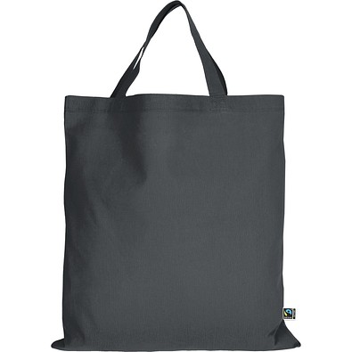 Fairtrade Baumwolltasche mit kurzen Henkeln, anthrazit