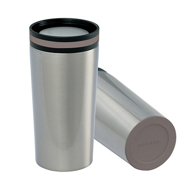 Thermobecher RETUMBLER-myDRINQEO, silber/braun