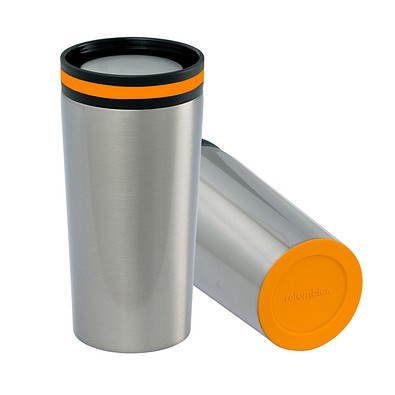 Thermobecher RETUMBLER-myDRINQEO, silber/orange
