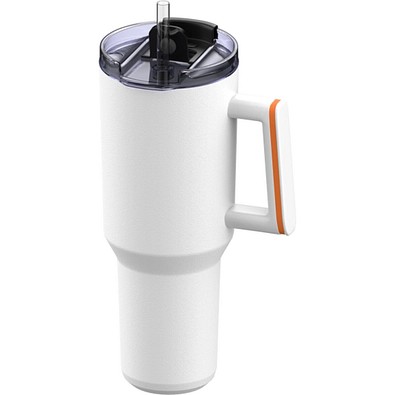 Thermobecher RETUMBLER-myKINGS CANYON 1200, weiß, Ring orange