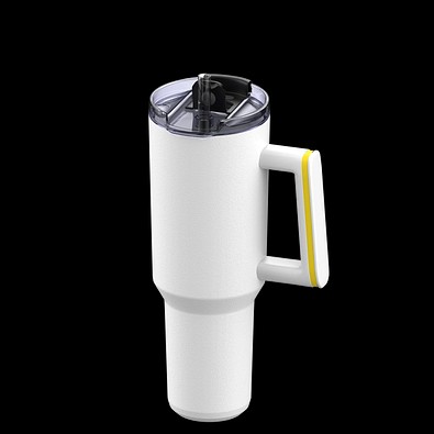 Thermobecher RETUMBLER-myKINGS CANYON 900, weiß, Ring gelb