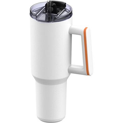Thermobecher RETUMBLER-myKINGS CANYON 900, weiß, Ring orange