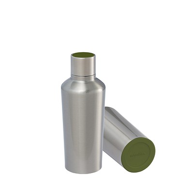 Thermotrinkflasche RETUMBLER-myDRINQEO 500, silber/dunkelgrün